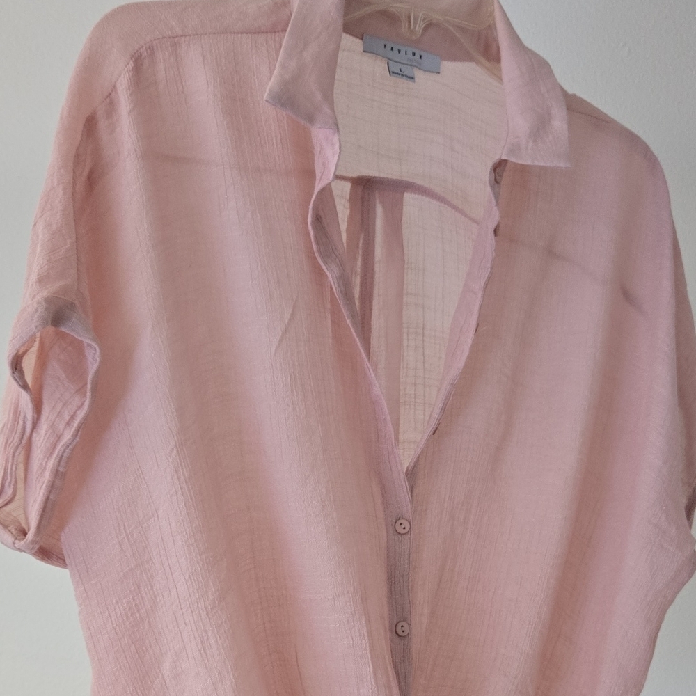 FAVLUX Pink Button Down Shirt Lightweight Classic SKU24 - Picture 4 of 6